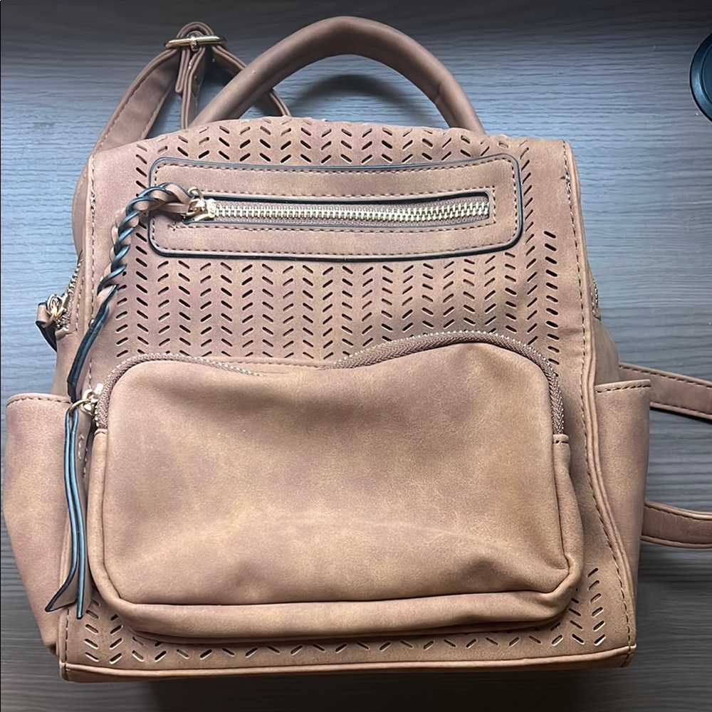 Tan Perforated Women's Backpack